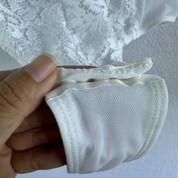 NWT INC Intimates Lingerie Sheer Lace Bodysuit White Cheeky Festival Size Small - Picture 7 of 14